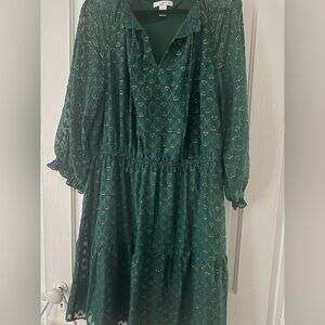 London Times Emerald Long Sleeve Dress